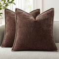 decorUhome Soft Chenille Throw Pillow Covers 26x26 Set of 2 Chocolate by decorUhome