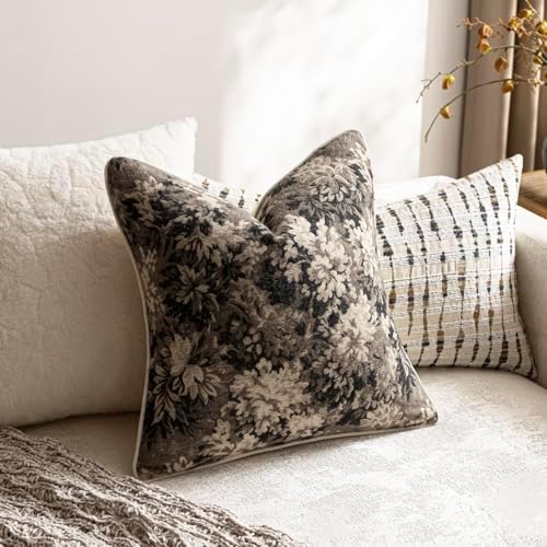 DEZENE Pack of 2 Vintage Floral Euro Sham Covers 26x26 Boho Farmhouse Accents - Image 4