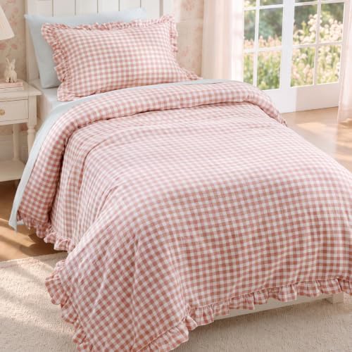 Bedsure Gingham Ruffle Duvet Cover Set, Cotton-Like Quilt Cover by BEDSURE