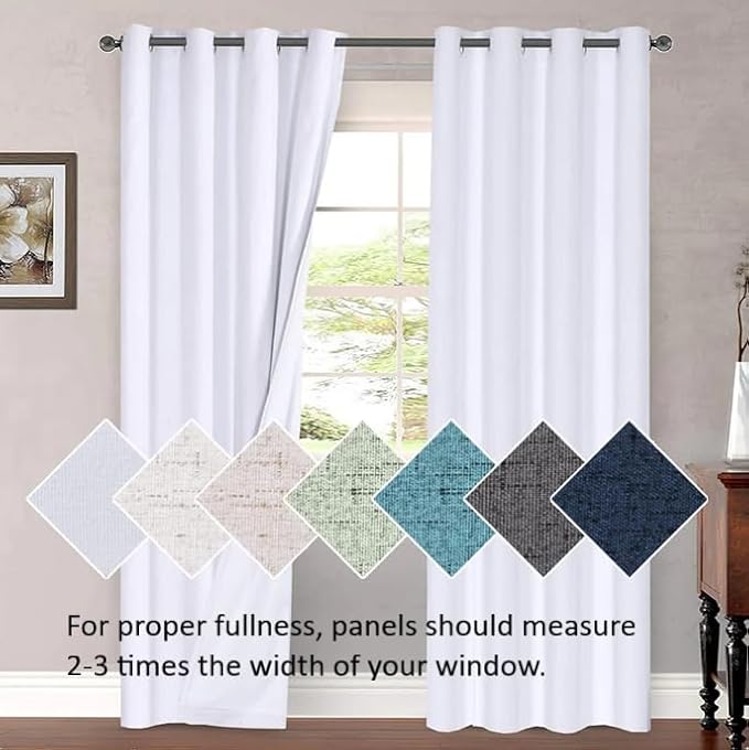 H.VERSAILTEX Linen Curtains Natural Linen Semi-Sheer Curtains 2 Panels Nickel - Image 9