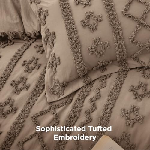 Bedsure Boho Comforter Set California King, BedroomDecor Bedding Light Brown - Image 3