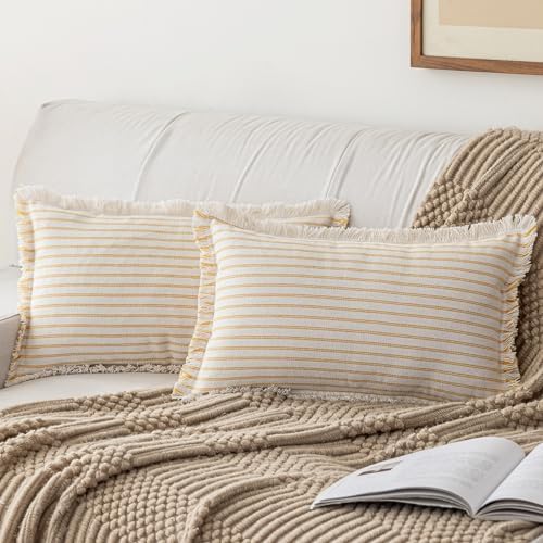 YEENAASY Throw Pillow Covers 12x20 Boho Striped Pillow Cases by YEENAASY