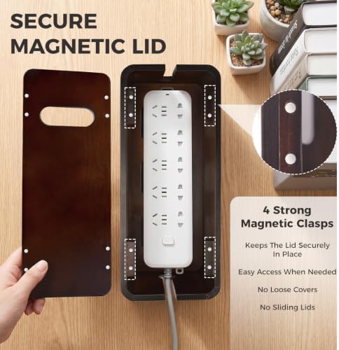 Large Wooden Cable Management Box, Cord Organizer - Image 4