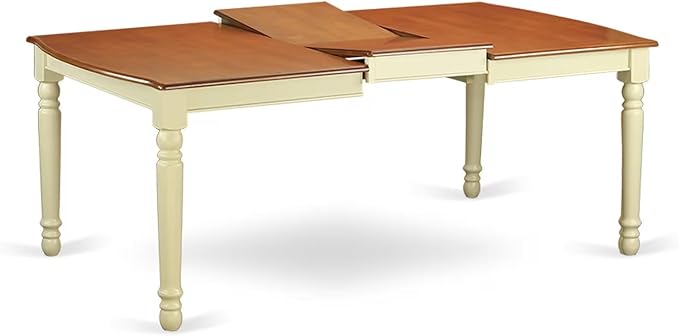 East West Furniture DOKE7-WHI-W 7 Piece Kitchen Table & Chairs Set Consist of a Rectangle Dining Room Table with Butterfly Leaf and 6 Solid Wood Seat Chairs, 42x78 Inch, Buttermilk & Cherry