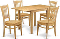 East West Furniture NDGR5-OAK-W 5 Piece Dining Set Includes a Rectangle Dining Table with Dropleaf and 4 Kitchen Chairs, 30x48 Inch, Oak