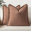 MIULEE Linen Fringe Decorative Fall Euro Throw Pillow Covers Brick 24x24 by MIULEE