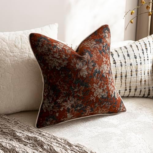 DEZENE Pack of 2 Vintage Floral Euro Sham Covers 26x26 Boho Farmhouse Accents - Image 4