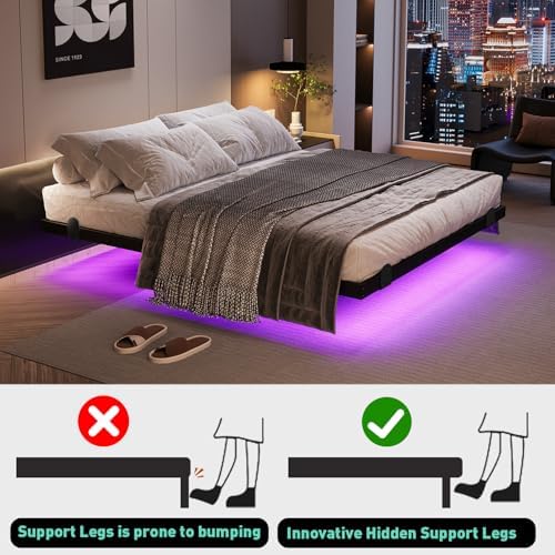 AGXI Floating Bed Frame with LED Lights and Charging Station, 14 Inch King Size - Image 6