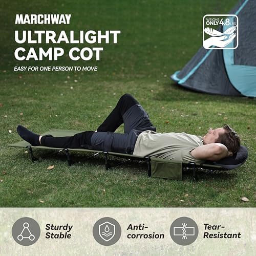 MARCHWAY Ultralight Folding Camping Cot Bed, Supports 275 lbs - Image 2