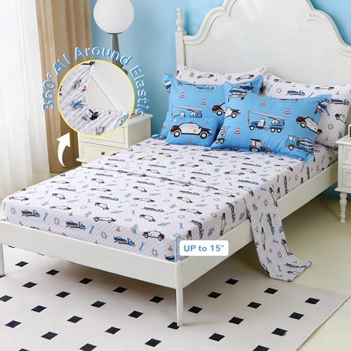 Kids Twin Comforter Sets for Boys 6 Pieces Blue Bedding Set for Teens - Image 5