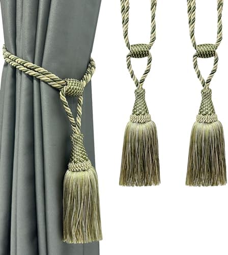 2Pack Curtain Tiebacks Handmade Elegant Tassel Drape Holdbacks-Mix Green by fenghuangwu
