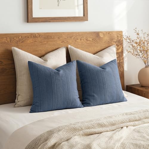 MIULEE Decorative Striped Throw Pillow Covers 20x20 Inch Blue 2 Pack - Image 6