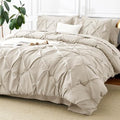 CozyLux Oversized King Comforter Set Beige, 7 Pieces Pintuck Bed in a Bag by CozyLux