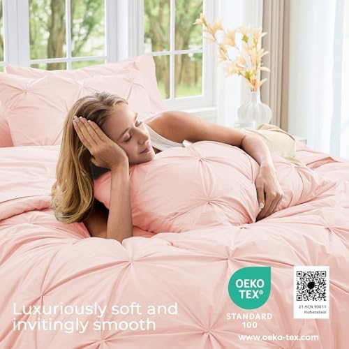 Sasttie Queen Comforter Set, 7-Piece Bed in a Bag, Pintuck Bedding Sets - Image 3