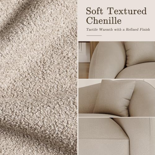 90.8" Curved Sofa, Modern Chenille Cloud Couch, Deep Wide Seat - Image 3