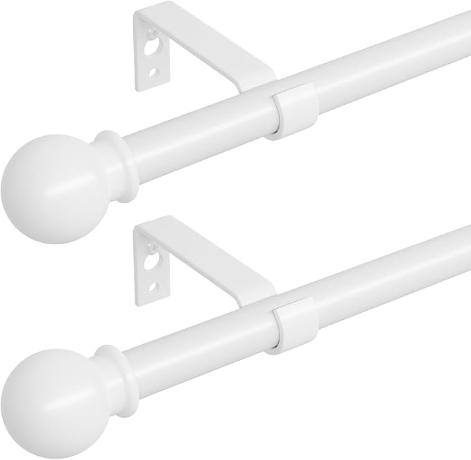 Curtain Rods for Windows 48 to 84, 2 Pack White Curtain Rod by ATUHOLA