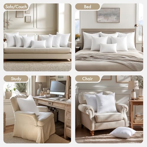 MIULEE 22x22 Pillow Inserts 4 Pack, 100% Virgin Fiber Filling Throw Pillows - Image 5