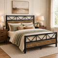Full Size Bed Frame with 51.2-Inch Headboard, Rustic Brown by IMMERSTABLE