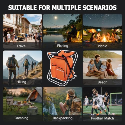 Folding Stool Backpack Cooler, Camping Fishing Chair - Image 4