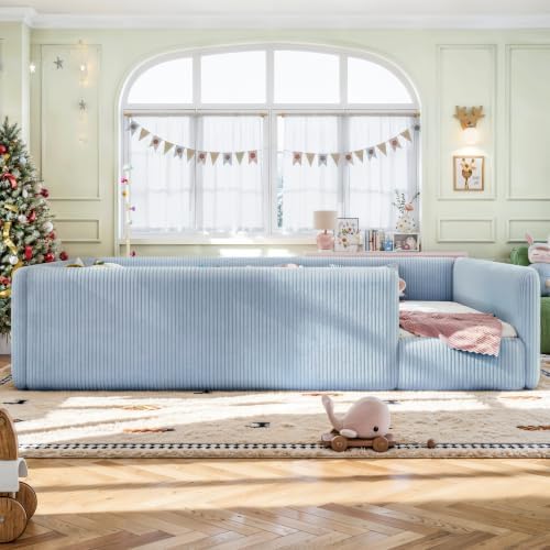 Queen Corduroy Upholstered Floor Bed - Image 3