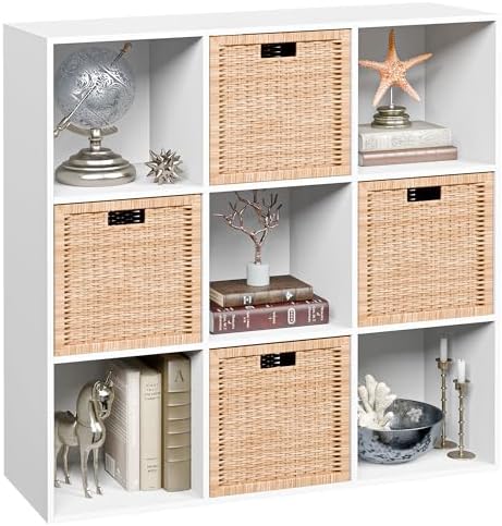 JupiterForce 9 Cube Storage Organizer, Wooden Cube Shelf W/ 5 Removable Back by JupiterForce