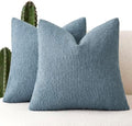 Foindtower Decorative Textured Boucle Throw Pillow Covers 18x18 Misty Blue by Foindtower