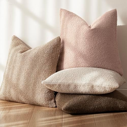 Foindtower Cozy Textured Boucle Lumbar Throw Pillow Covers 12x20 Light Pink - Image 6