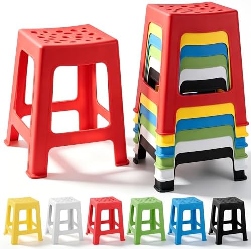 TURSTIN 6 Pack Plastic Stack Stools, 16.9 Inch Stackable Nesting Stools by TURSTIN