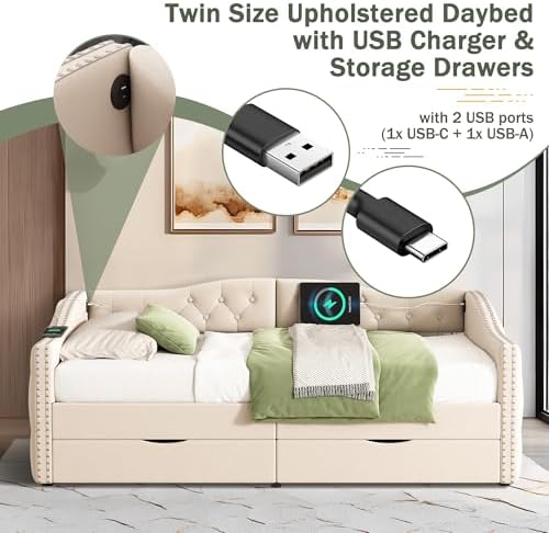 Twin Size Daybed with Storage Drawers, Twin Corner Daybed - Image 5