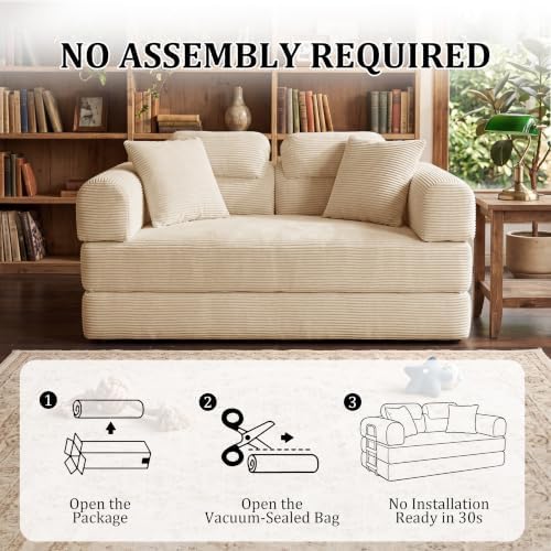Convertible Sofa Couch Bed, Folding Corduroy Floor Compression Loveseat Sleeper - Image 5