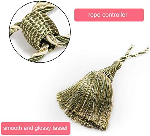 2Pack Curtain Tiebacks Handmade Elegant Tassel Drape Holdbacks-Mix Green - Image 3