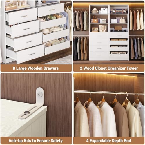 Aheaplus Closet System with 12 Drawers, 8.5-11.5Ft Closet Organizer System - Image 3