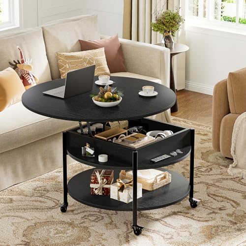 FABATO Small Round Lift Top Coffee Table - Image 2