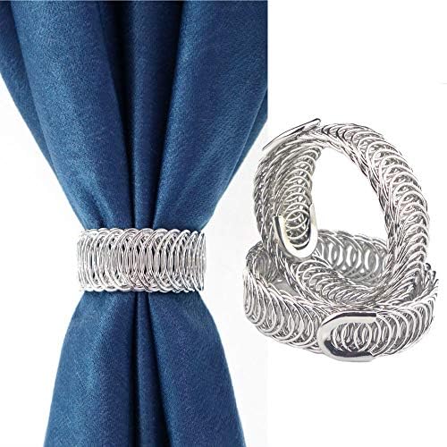Metal Curtain Tiebacks Holdback Drapery Curtain Tiebacks 1 Pair Elastic Strap by Ailejia