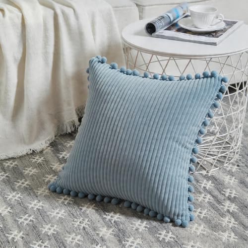 Fancy Homi Set of 2 Light Blue Decorative Throw Pillow Covers 22x22 Inch - Image 2