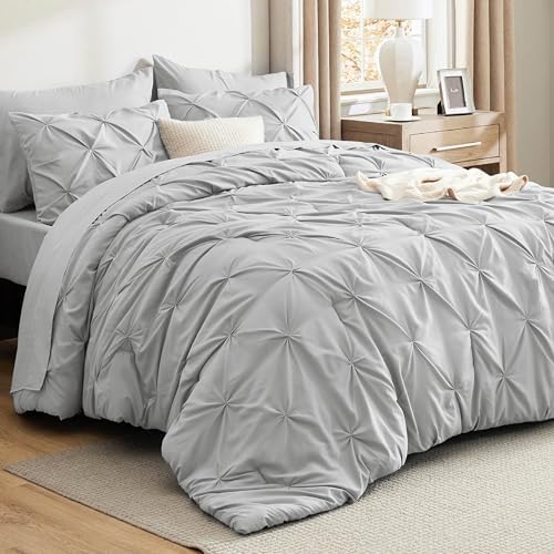 Bedsure 7-Piece Queen Comforter Set & Sheet Set, Light Grey Bed in a Bag by BEDSURE
