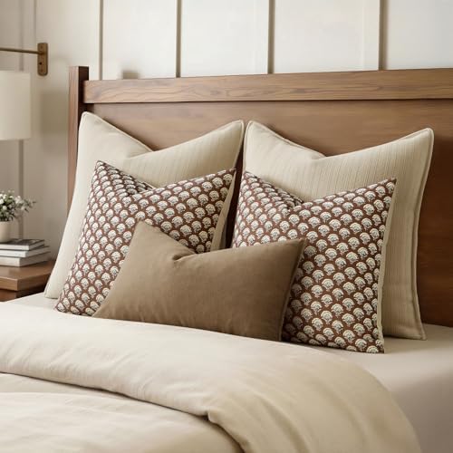MIULEE Fall Floral Print Decorative Pillow Covers 18x18, Dark Brown - Image 5