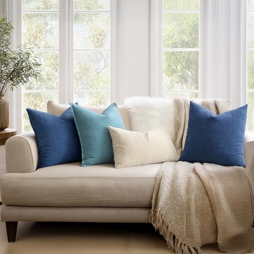 MIULEE Navy Blue Chenille Couch Lumbar Throw Pillow Covers - Image 3