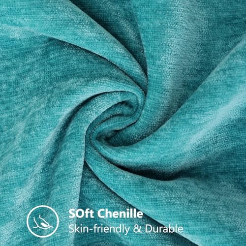 decorUhome Soft Chenille Throw Pillow Covers 26x26 Set of 2 Turquoise - Image 4