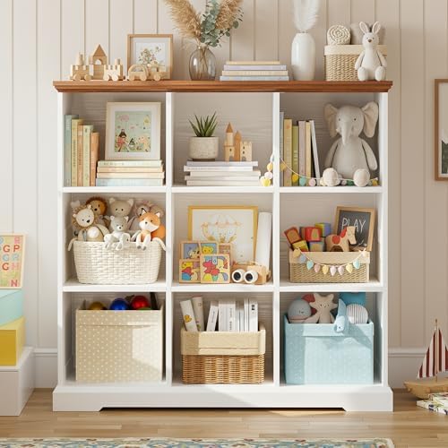 IRONCK 9 Cube Storage Organizer, Farmhouse Short Bookshelf - Image 4