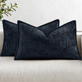 decorUhome Chenille Throw Pillow Covers 12x20 Set of 2, Midnight Blue by decorUhome