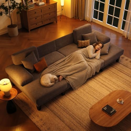 112'' U Shaped Sectional Couch, Sleeper Sofa - Image 5