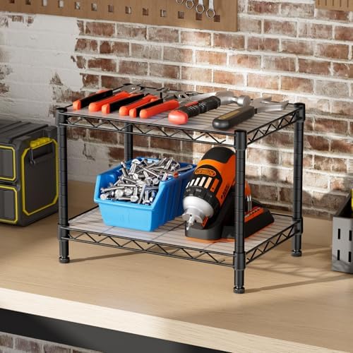 Small Wire 2 Shelves Pantry Metal Shelf Floor Organizer Under Desk - Image 2