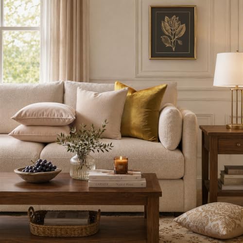 GIGIZAZA Golden Velvet Pillow Covers 24x24 Decorative Pillows Pack of 2 - Image 7