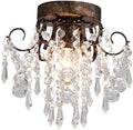 Q&S Small Crystal Ceiling Light Fixture Flush Mount, Bedroom Hallway Closet by QSLighting
