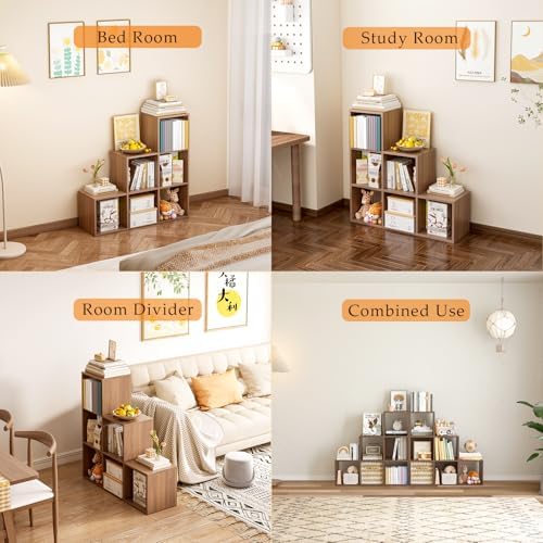 OSCHF Ladder Cube Storage Bookcase, 6-Cube Corner Shelf - Image 4