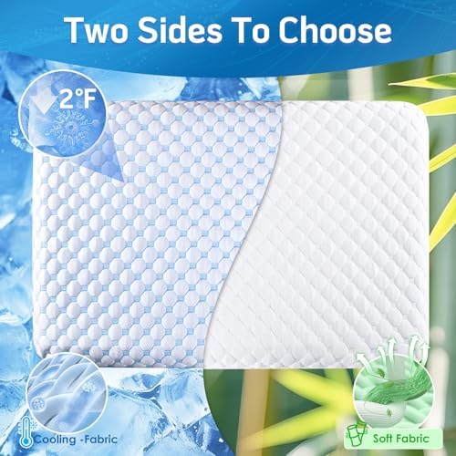 Stomach Sleeping Pillow for Stomach & Back Sleepers, Cooling Gel Thin Memory - Image 3