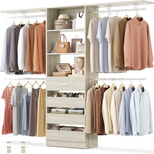Aheaplus Closet System, 8FT Wood Closet Organizer System by Aheaplus