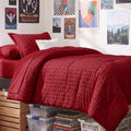 CozyLux Twin XL Comforter Set, 5 Pieces Dark Red Seersucker Bed in a Bag by CozyLux