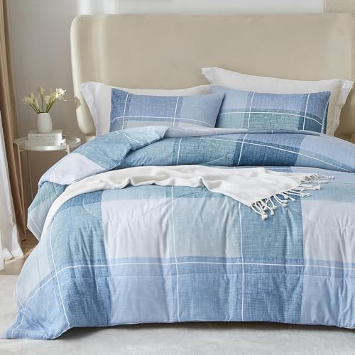 mixinni Full Comforter Set for Boys Simple Style Modern Geometric Blue by mixinni